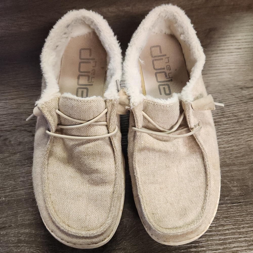 Hey Dude Women's Wendy Funk Wool Beige Size 7 Slip‎ On Walking Comfort Shoes - Picture 3 of 10